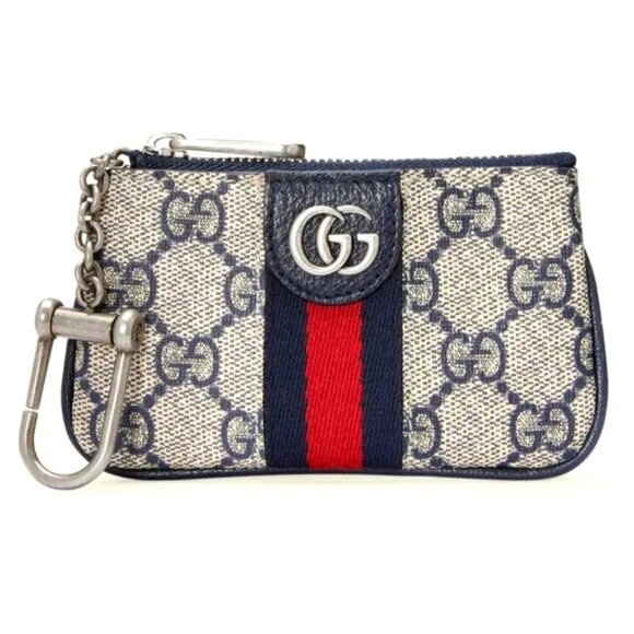 GUCCI OPHIDIA GG KEY CASE BLUE - Picture 1 of 8